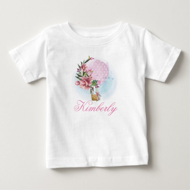 Personalized Hot Air Balloon Birthday Baby T-Shirt (Front)