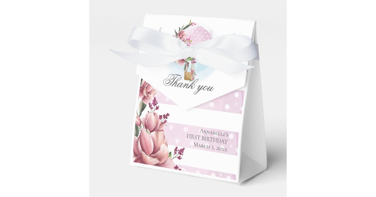 Personalized Hot Air Balloon Birthday Thank you Favor Boxes | Zazzle