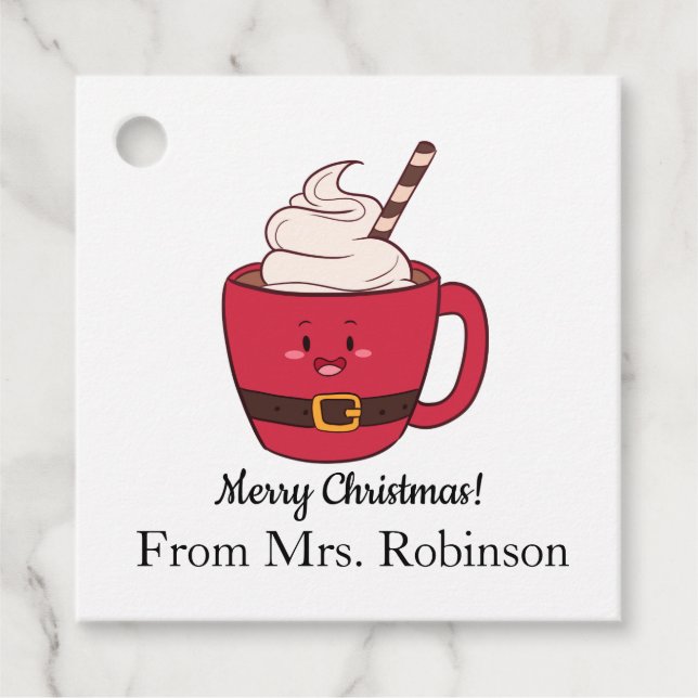 Personalized Hot Chocolate Christmas Favor Tag (Front)