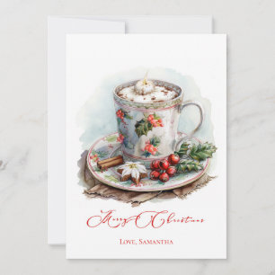 Personalized Hot Chocolate Rustic Christmas Cards