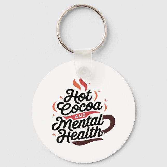 Personalized Hot Cocoa & Mental Health Keychain (Front)