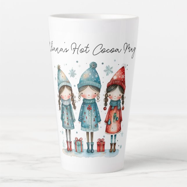 Personalized Hot Cocoa Mug with winter children (Front)