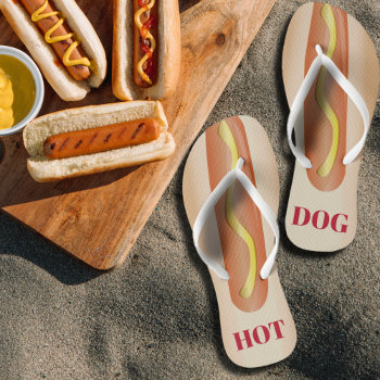 Personalized Hot Dog Bbq Flip Flops by watermelontree at Zazzle