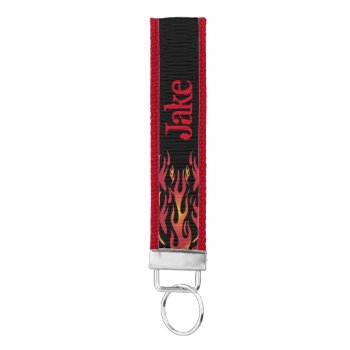 Personalized Hot Flames On Fire Wrist Keychain by artinspired at Zazzle
