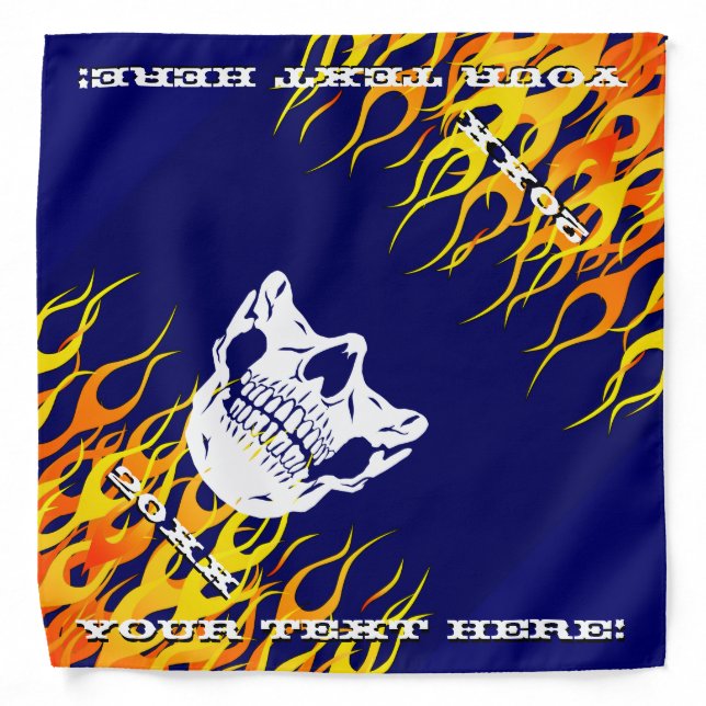 Personalized Hot Flames Skull Half Face Mask Bandana (Front)