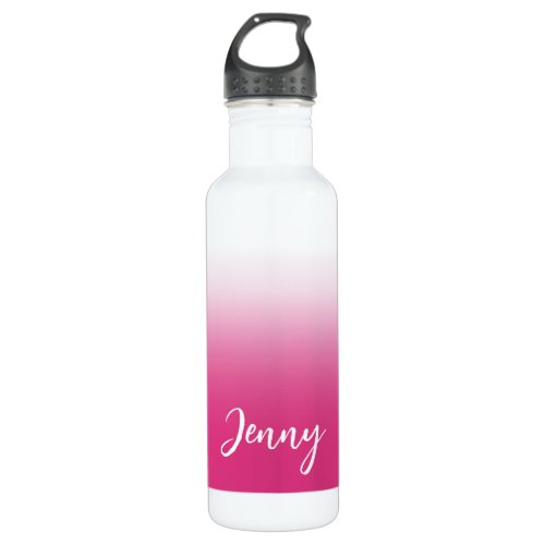 Personalized Hot Fuchsia Pink Gradient Stainless Steel Water Bottle