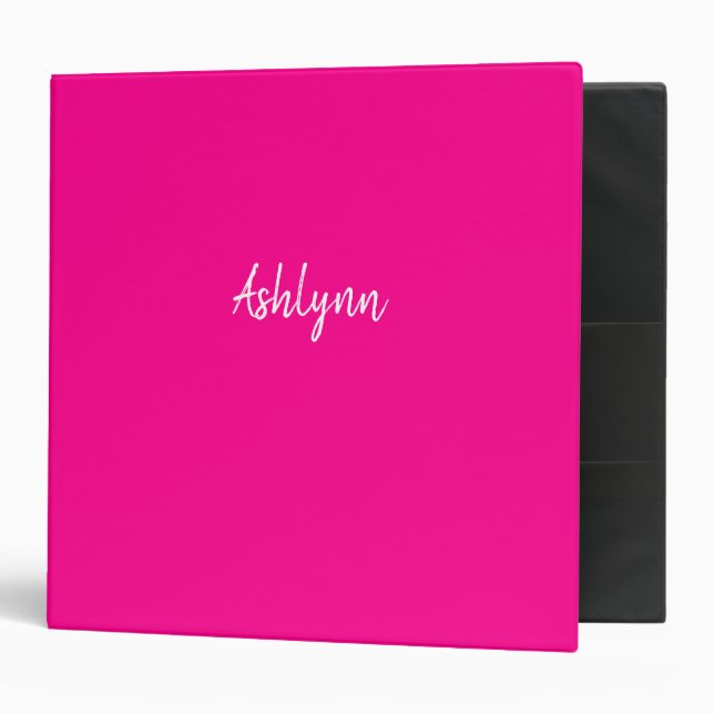 Personalized Hot Pink 3 Ring Binder (Front/Inside)