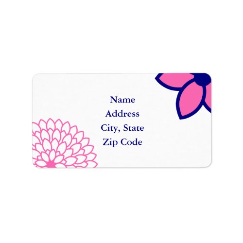 Personalized Hot Pink and Navy Blue Modern Floral Label