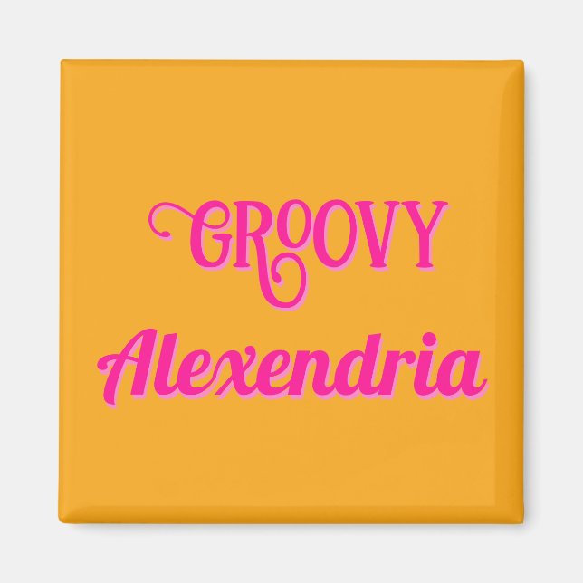 Personalized Hot Pink and Orange Magnet (Front)