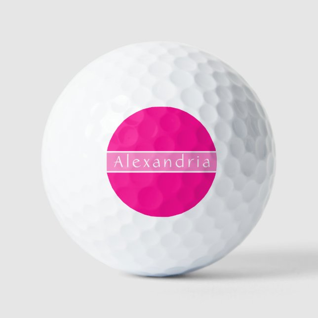 Personalized Hot Pink and Pink Golf Balls (Front)