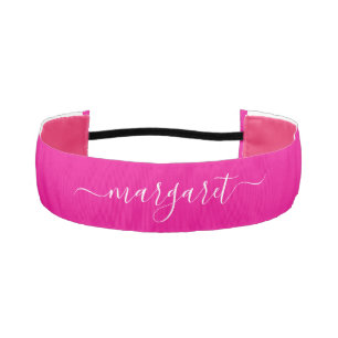 Personalized Hot Pink Athletic Headband CustomName
