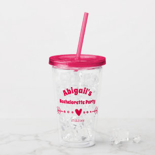 Personalized Hot Pink Bachelorette / Bridal Party Acrylic Tumbler