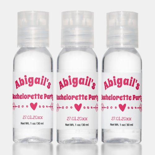 Personalized Hot Pink Bachelorette  Bridal Party Hand Sanitizer