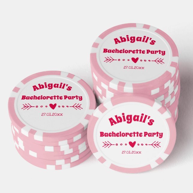 Personalized Hot Pink Bachelorette / Bridal Party  Poker Chips (Stack)