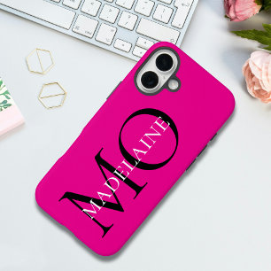 Personalized Hot Pink Bold Monogram Initials iPhone 16 Plus Case