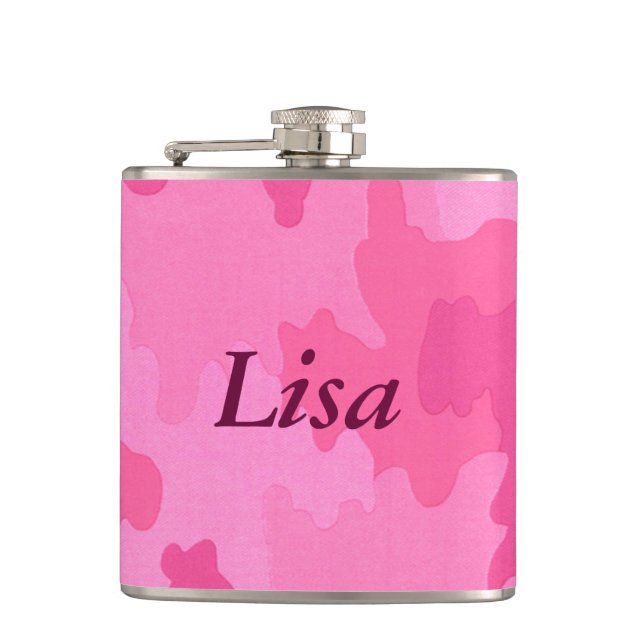 Personalized Hot Pink Camouflage Flask (Front)