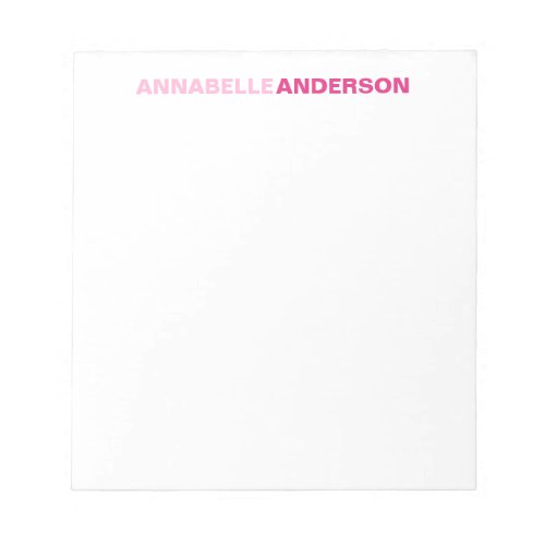 Personalized Hot Pink Chic Bold Font For Her Name Notepad