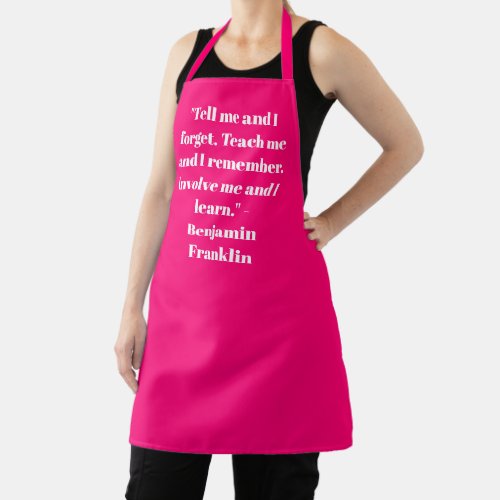 Personalized hot pink custom name phrase quote apron