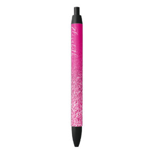 Personalized Hot Pink Faux Glitter Ombre Pen