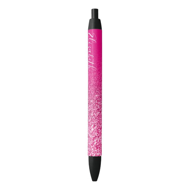 Personalized Hot Pink Faux Glitter Ombre Pen (Front Vertical)