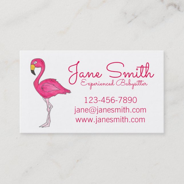 Personalized Hot Pink Flamingo Cute Tropical Bird Business Card (Front)