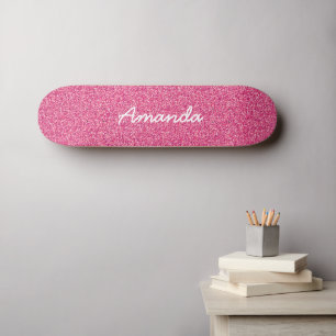 Personalized Hot Pink Glitter skateboard