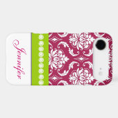 Personalized Hot Pink Green White Damask Case-Mate iPhone Case (Back (Horizontal))