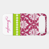 Personalized Hot Pink Green White Damask Case-Mate iPhone Case (Back (Horizontal))