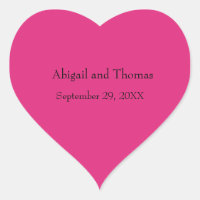 Personalized Hot Pink Heart Stickers for Wedding