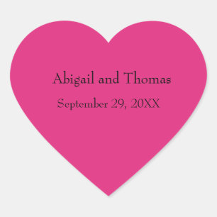 Personalized Hot Pink Heart Stickers for Wedding