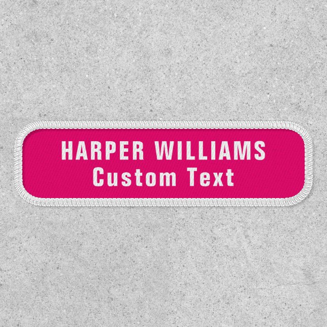 Personalized Hot Pink Kid's Name Iron On Clothes Patch (Front)