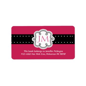 Personalized Hot Pink Ladies Initials  Bookplate by PartyHearty at Zazzle