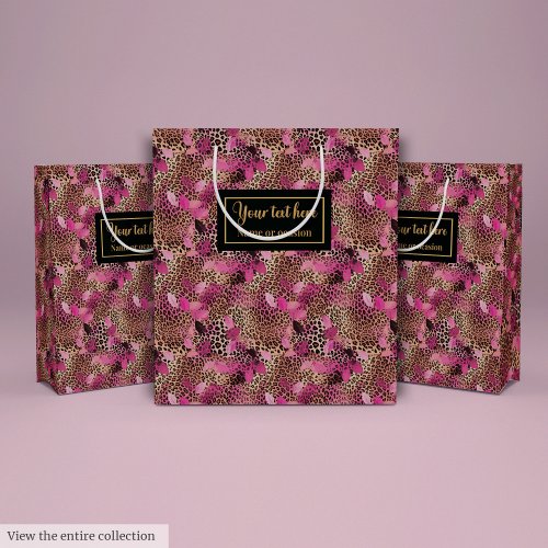 Personalized hot pink leopard skin gift wrap medium gift bag