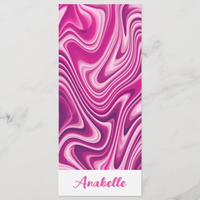 Personalized Hot Pink Liquid Marble Bookmark (Front)
