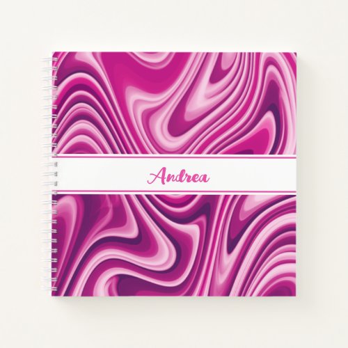 Personalized Hot Pink Liquid Marble Notebook