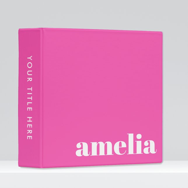 Personalized Hot Pink Monogram 3 Ring Binder (Creator Uploaded)