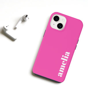 Personalized Hot Pink Monogram iPhone 14 Case