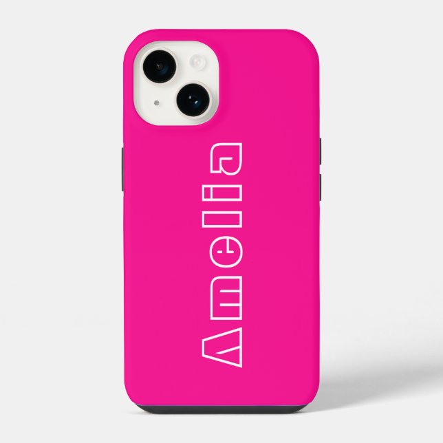 Personalized Hot Pink Monogram Name  Iphone Case (Back)