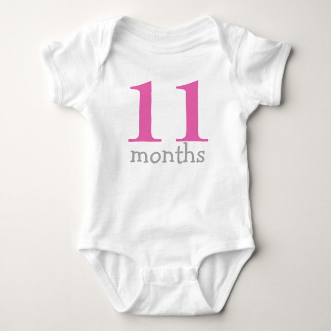 Personalized Hot Pink Monthly Baby Baby Bodysuit (Front)