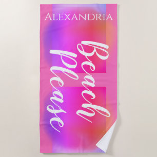Personalized Hot Pink Orange Purple Beach Towel