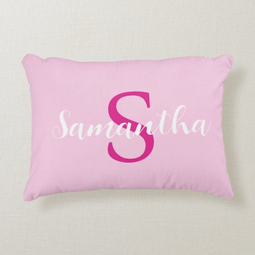 Personalized hot pink pillow with name initial