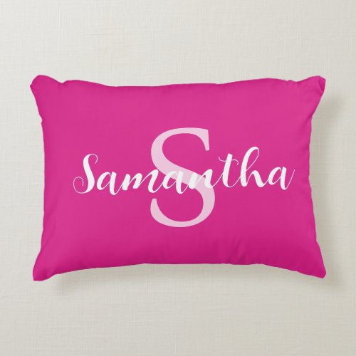 Personalized hot pink pillow with name initial