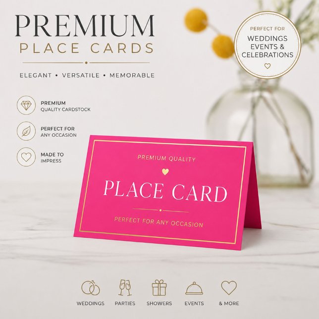 Personalized Hot Pink Place Card (Creator Uploaded)