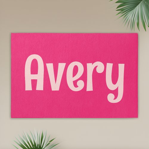 Personalized Hot Pink Rug with Custom Name