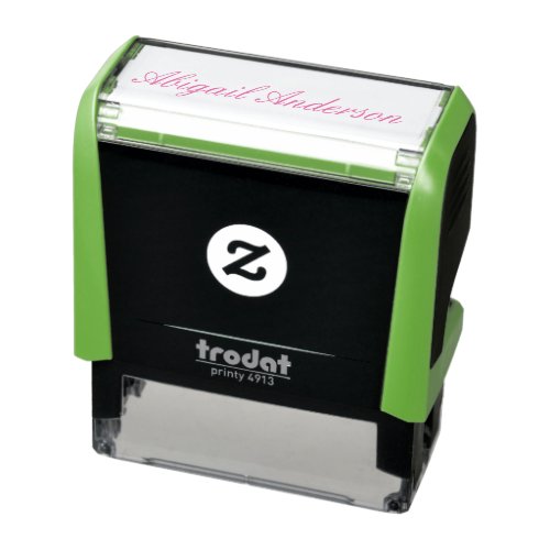 Personalized Hot Pink Script Full Name Self-inking Stamp