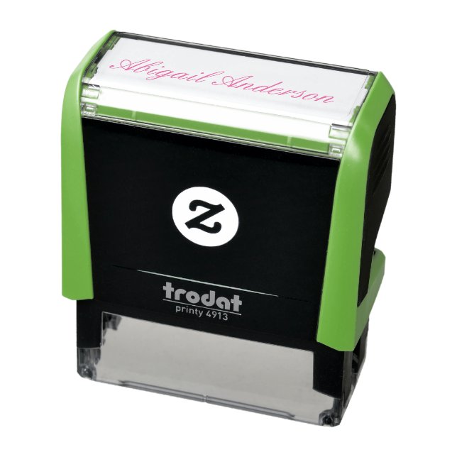  Personalized Hot Pink Script Full Name  Self-inking Stamp (Product)