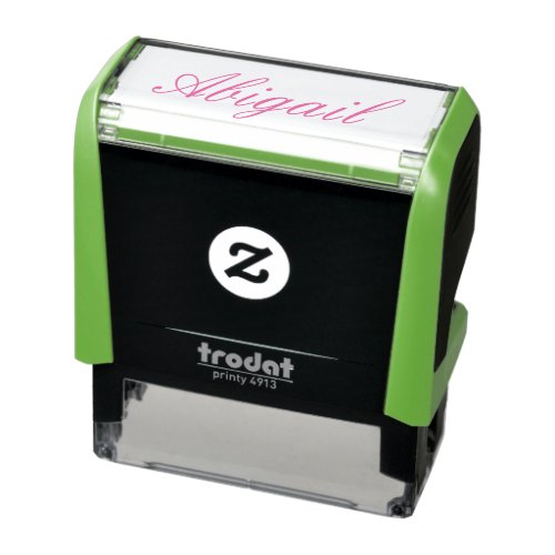 Personalized Hot Pink Script Name  Self-inking Stamp