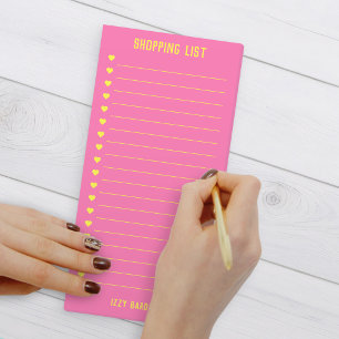 Personalized Hot Pink Shopping List Notepad