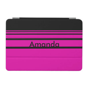Personalized Hot Pink Striped Pattern iPad Mini Cover