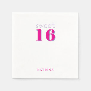 Personalized Hot Pink Sweet 16 Birthday Party Napkins